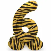 Sifferballong stående Tiger Chic 41 cm"0-9"Siffra 6