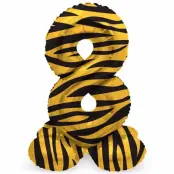Sifferballong stående Tiger Chic 41 cm"0-9"Siffra 8