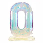Sifferballonger på Ställning Iridescent - Siffra 0