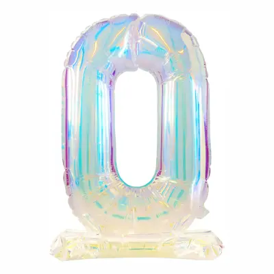 Sifferballonger på Ställning Iridescent - Siffra 0