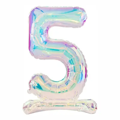 Sifferballonger på Ställning Iridescent - Siffra 5