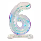 Sifferballonger på Ställning Iridescent - Siffra 6
