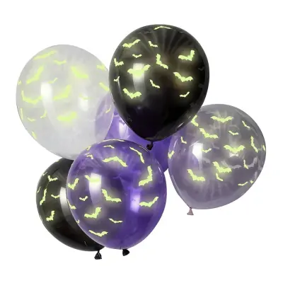 Självlysande Ballonger Fladdermöss Flerfärgad - 6-pack