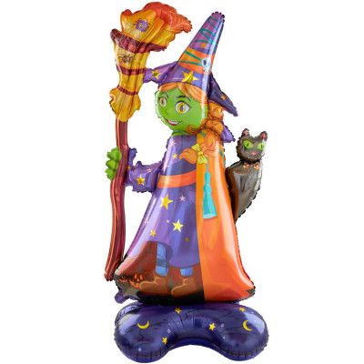 Stående Folieballong Halloweenhäxa 72x155cm