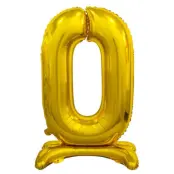 Stående Sifferballong Guld 74cm"0-9"Siffra 0