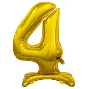 Stående Sifferballong Guld 74cm"0-9"Siffra 4
