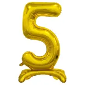 Stående Sifferballong Guld 74cm"0-9"Siffra 5