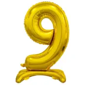 Stående Sifferballong Guld 74cm"0-9"Siffra 9
