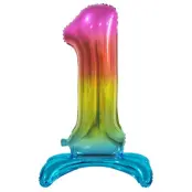 Stående Sifferballong Regnbågsfärg 74cm"0-9"Siffra 1