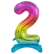 Stående Sifferballong Regnbågsfärg 74cm"0-9"Siffra 2