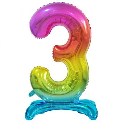 Stående Sifferballong Regnbågsfärg 74cm