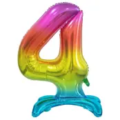 Stående Sifferballong Regnbågsfärg 74cm"0-9"Siffra 4