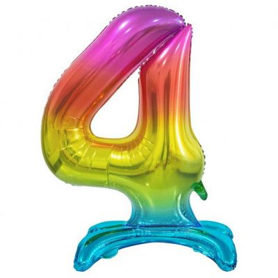 Stående Sifferballong Regnbågsfärg 74cm