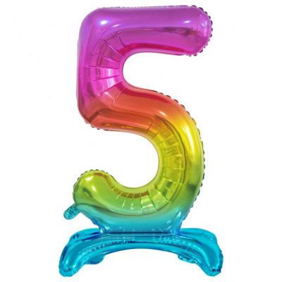 Stående Sifferballong Regnbågsfärg 74cm
