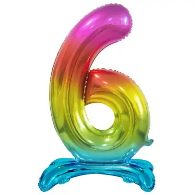 Stående Sifferballong Regnbågsfärg 74cm