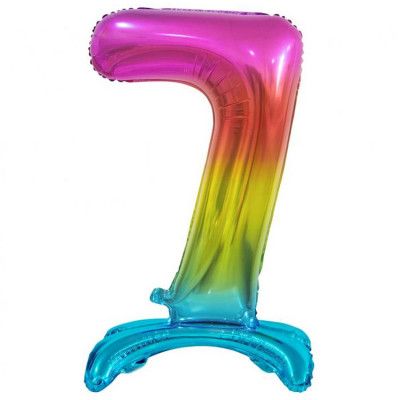 Stående Sifferballong Regnbågsfärg 74cm