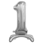Stående Sifferballong Silver 74cm"0-9"Siffra 1