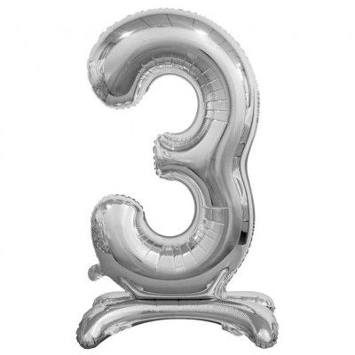 Stående Sifferballong Silver 74cm