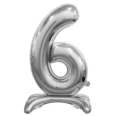 Stående Sifferballong Silver 74cm