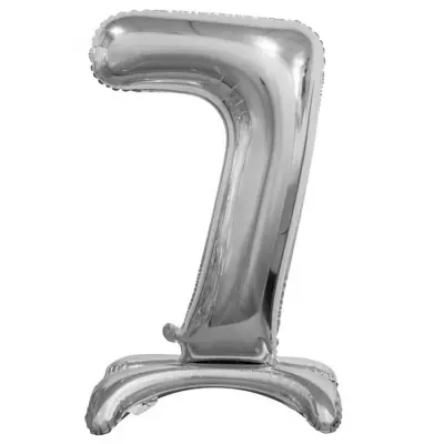 Stående Sifferballong Silver 74cm