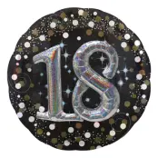 Stor Folieballong 18 Sparkling Silver/Svart
