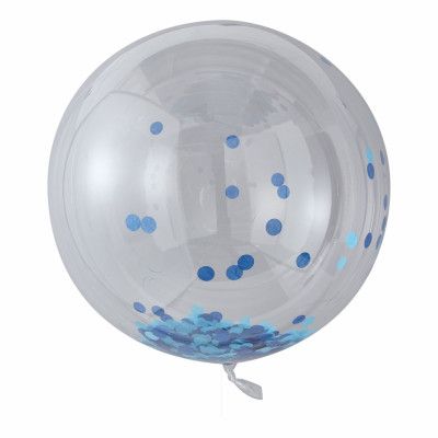 Stor Konfettiballong Blå - 3-pack