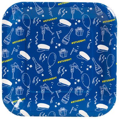 Student Papperstallrik Blå 8-pack