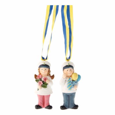 Studentfigur med Blå/Gult Band - Flicka