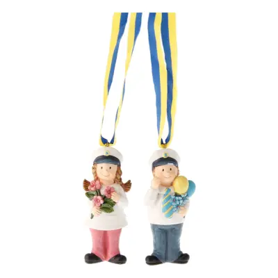 Studentfigur med Blå/Gult Band - Pojke