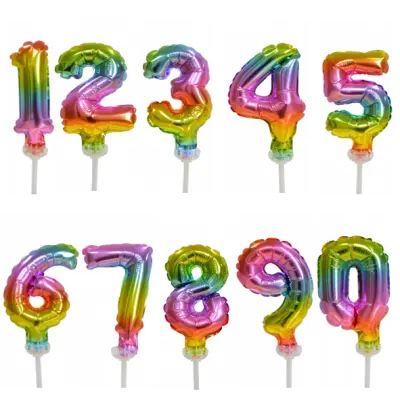 Tårtballong mini siffra regnbåge Siffra 0