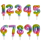 Tårtballong mini siffra regnbåge Siffra 2