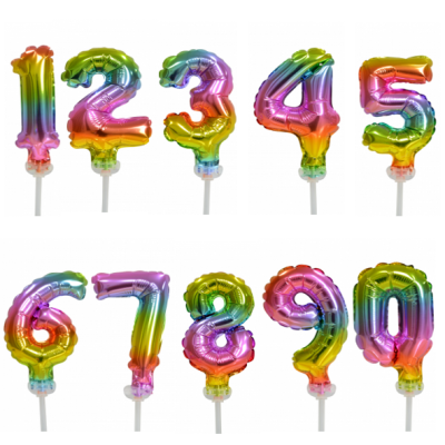 Tårtballong mini siffra regnbåge Siffra 2