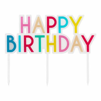 Tårtdekoration i Akryl Happy Birthday Regnbåge