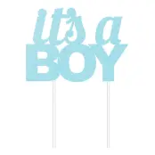 Tårtdekoration It's a Boy Blå Glitter - 1-pack