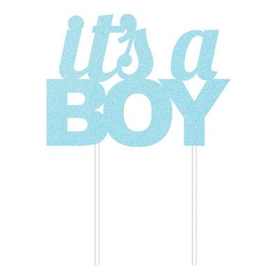 Tårtdekoration It's a Boy Blå Glitter - 1-pack
