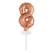Tårtdekoration Sifferballong Mini Roséguld - Siffra 8