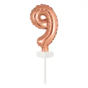 Tårtdekoration Sifferballong Mini Roséguld - Siffra 9