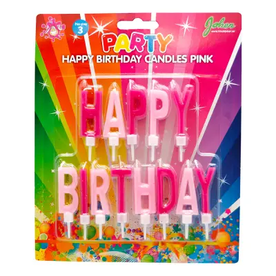 Tårtljus Rosa Happy Birthday