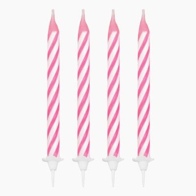 Tårtljus Spiral Rosa/Vit - 24-pack