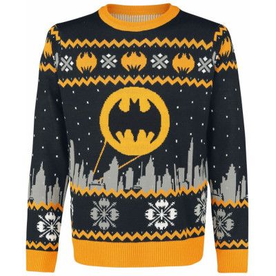 Batman Christmas jumper - Gotham - XS L - för Herr - svart/grå/gul