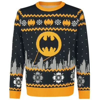 Batman Christmas jumper - Gotham - XS L - för Herr - svart/grå/gul