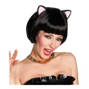 Svart Kort Peruk med Öron