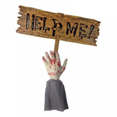 Blodig Arm med Skylt Trädgårdsdekoration