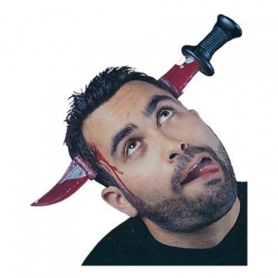 Blodig Kniv Genom Huvudet