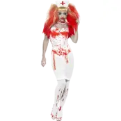 Blodig Sjuksköterska Maskeraddräkt L
