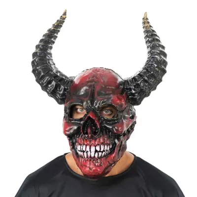 Demonskalle med Horn Mask - One size