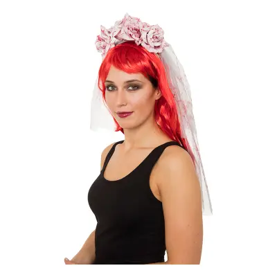Diadem med Blodiga Rosor och Slöja - One size