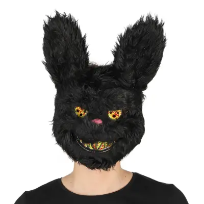 Läskig Kanin Mask Svart - One size