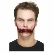 Latexsmink Blodigt Leende med Stygn