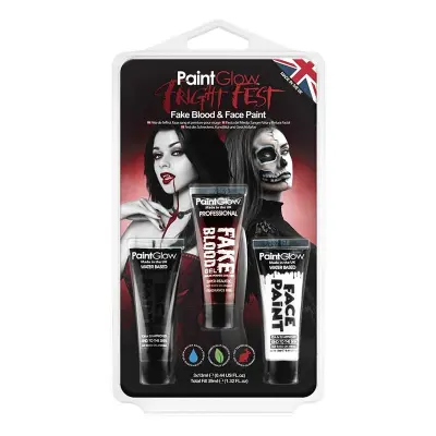 PaintGlow Fright Fest Blod & Hudfärg Kit